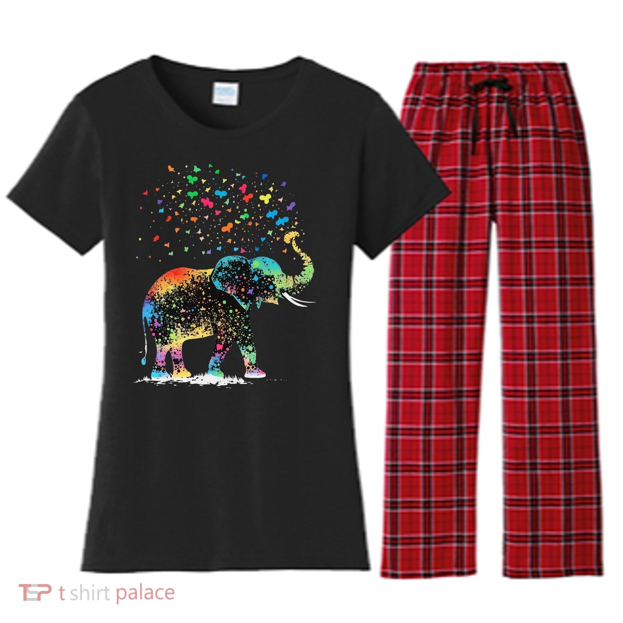 Cute Elephant Lover Animal On Elephant Women's Flannel Pajama Set