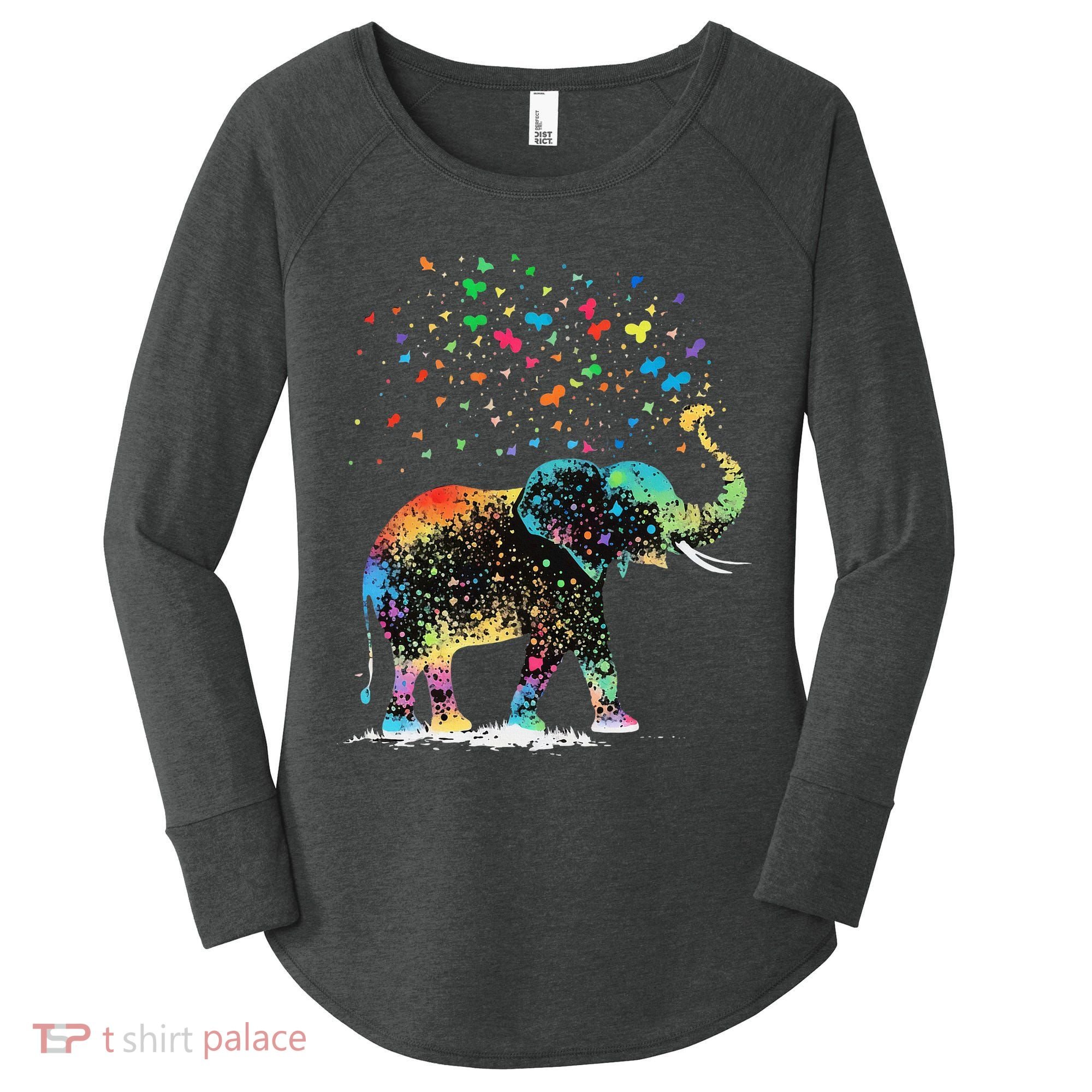 Cute Elephant Lover Animal On Elephant Women's Perfect Tri Tunic Long Sleeve Shirt