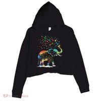 Cute Elephant Lover Animal On Elephant Crop Fleece Hoodie thumb 0
