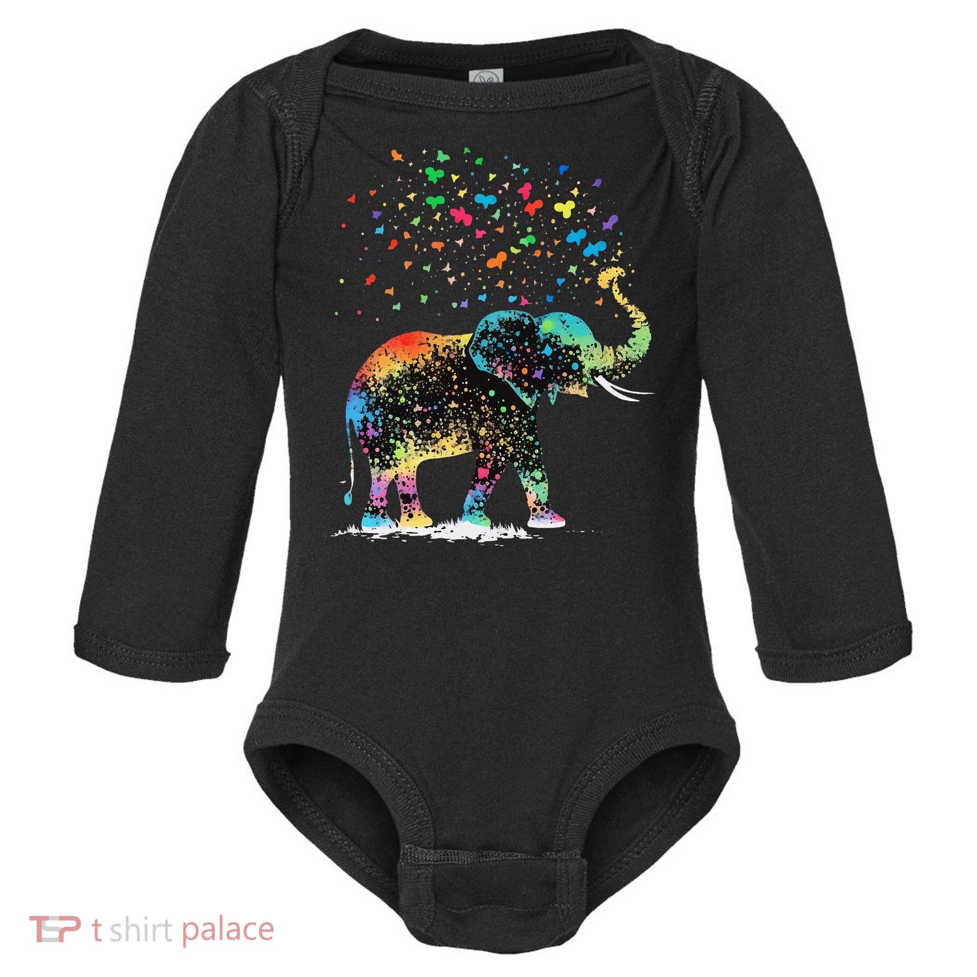 Cute Elephant Lover Animal On Elephant Baby Long Sleeve Bodysuit