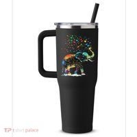 Cute Elephant Lover Animal On Elephant 40oz Vacuum Insulated Stainless Steel Travel Tumbler thumb 2