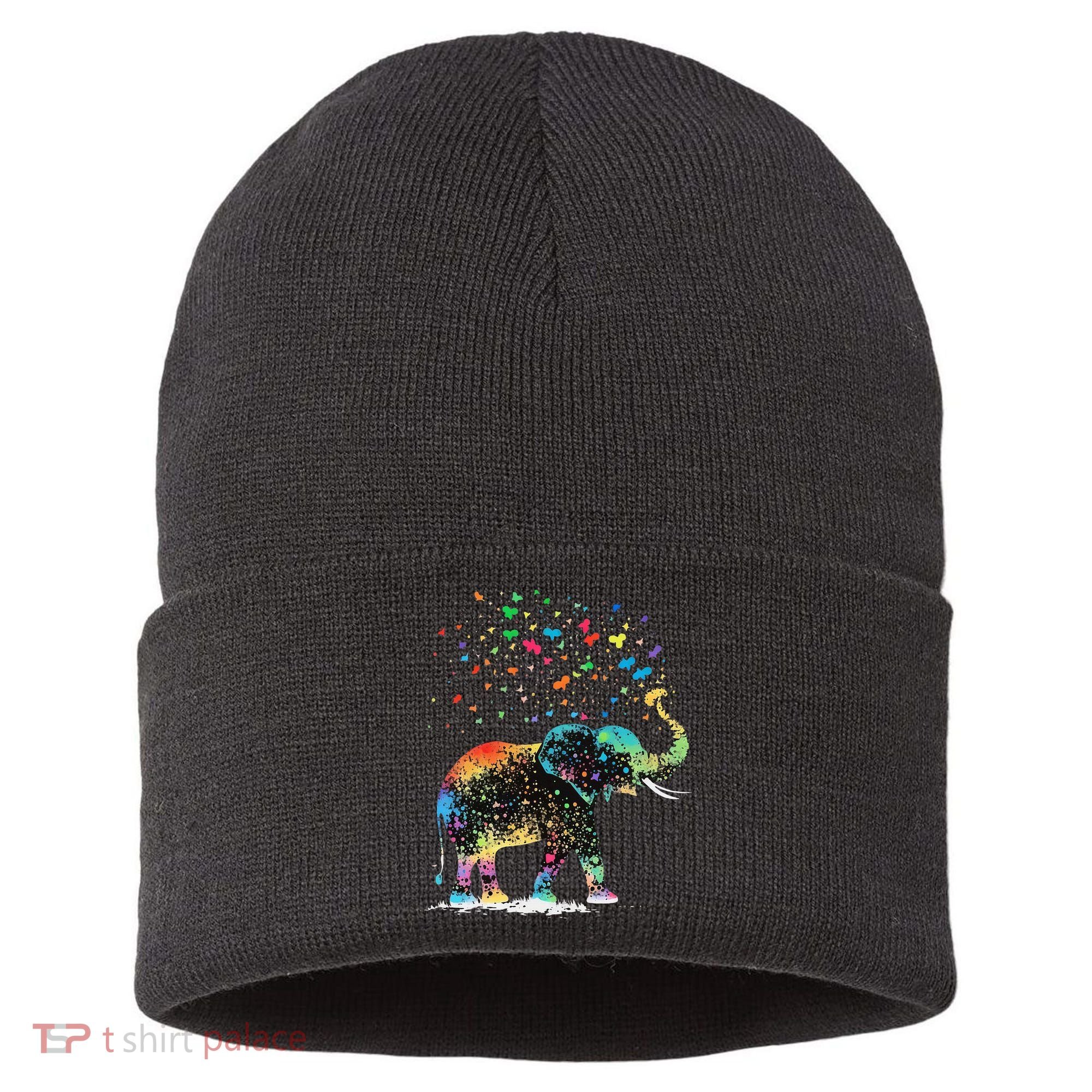 Cute Elephant Lover Animal On Elephant Sustainable Knit Beanie
