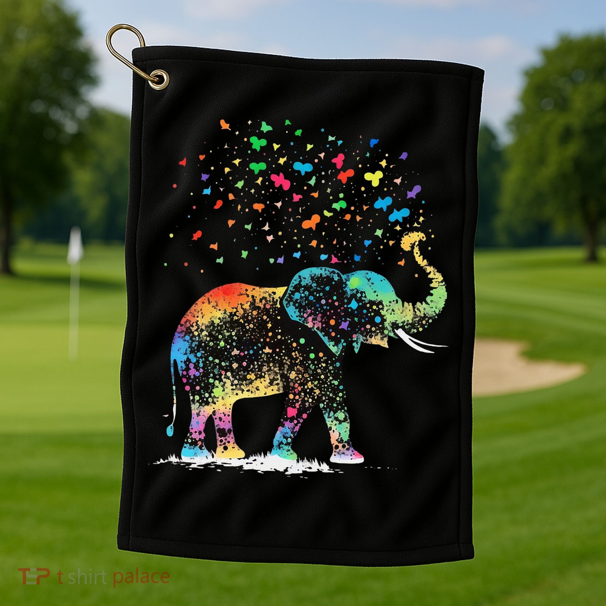 Cute Elephant Lover Animal On Elephant Golf Towel
