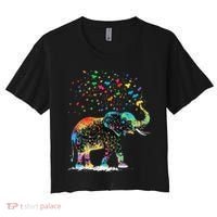 Cute Elephant Lover Animal On Elephant Women's Crop Top Tee thumb 0