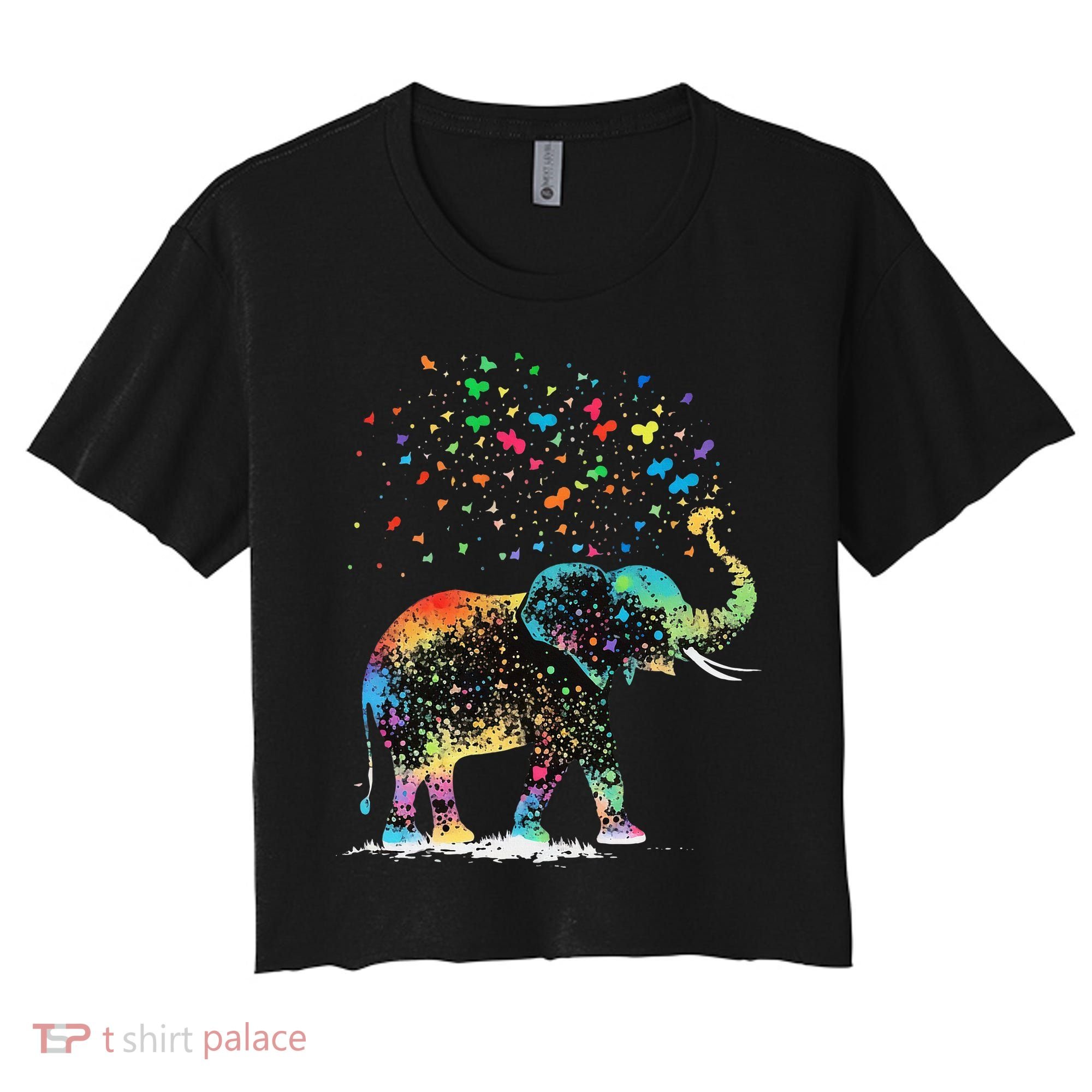 Cute Elephant Lover Animal On Elephant Women's Crop Top Tee