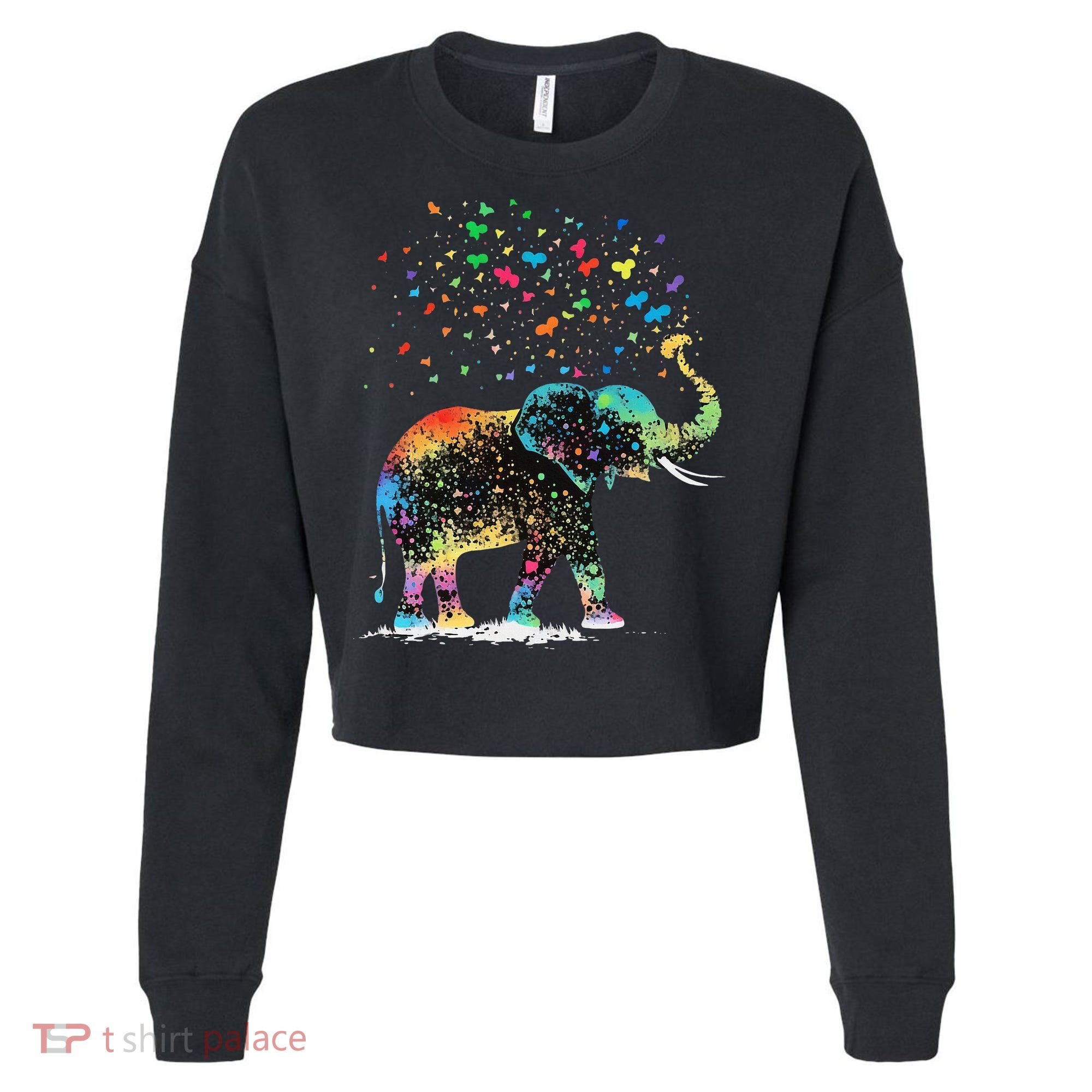 Cute Elephant Lover Animal On Elephant Cropped Pullover Crew