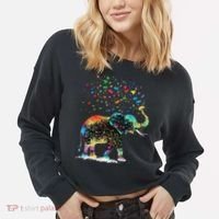 Cute Elephant Lover Animal On Elephant Cropped Pullover Crew thumb 2