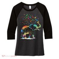 Cute Elephant Lover Animal On Elephant Women's Tri-Blend 3/4-Sleeve Raglan Shirt thumb 0