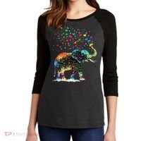 Cute Elephant Lover Animal On Elephant Women's Tri-Blend 3/4-Sleeve Raglan Shirt thumb 2