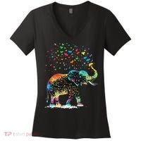 Cute Elephant Lover Animal On Elephant Women's V-Neck T-Shirt thumb 0