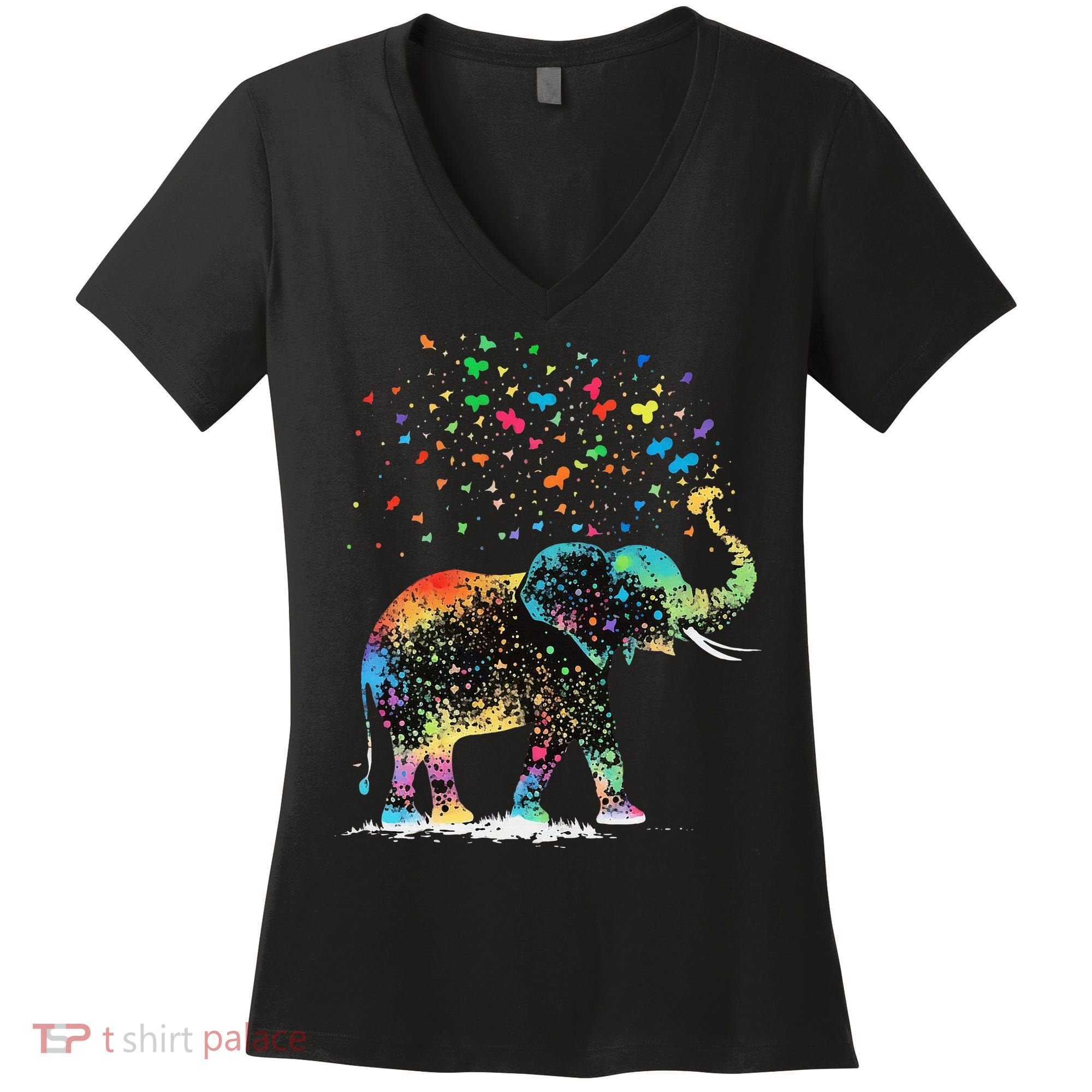 Cute Elephant Lover Animal On Elephant Women's V-Neck T-Shirt