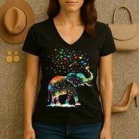 Cute Elephant Lover Animal On Elephant Women's V-Neck T-Shirt thumb 3