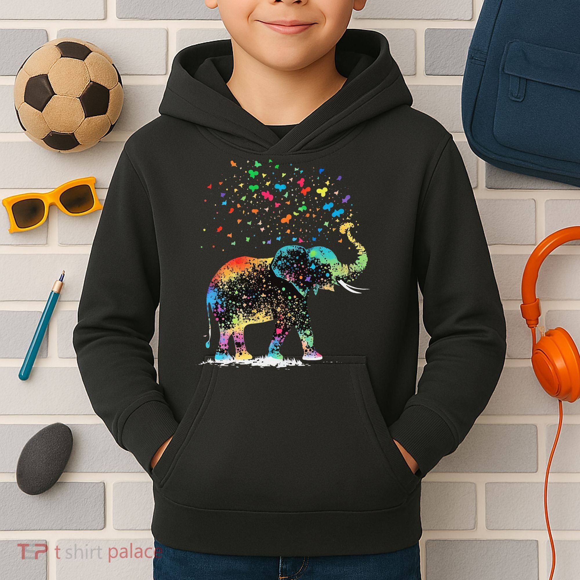 Cute Elephant Lover Animal On Elephant Kids Hoodie