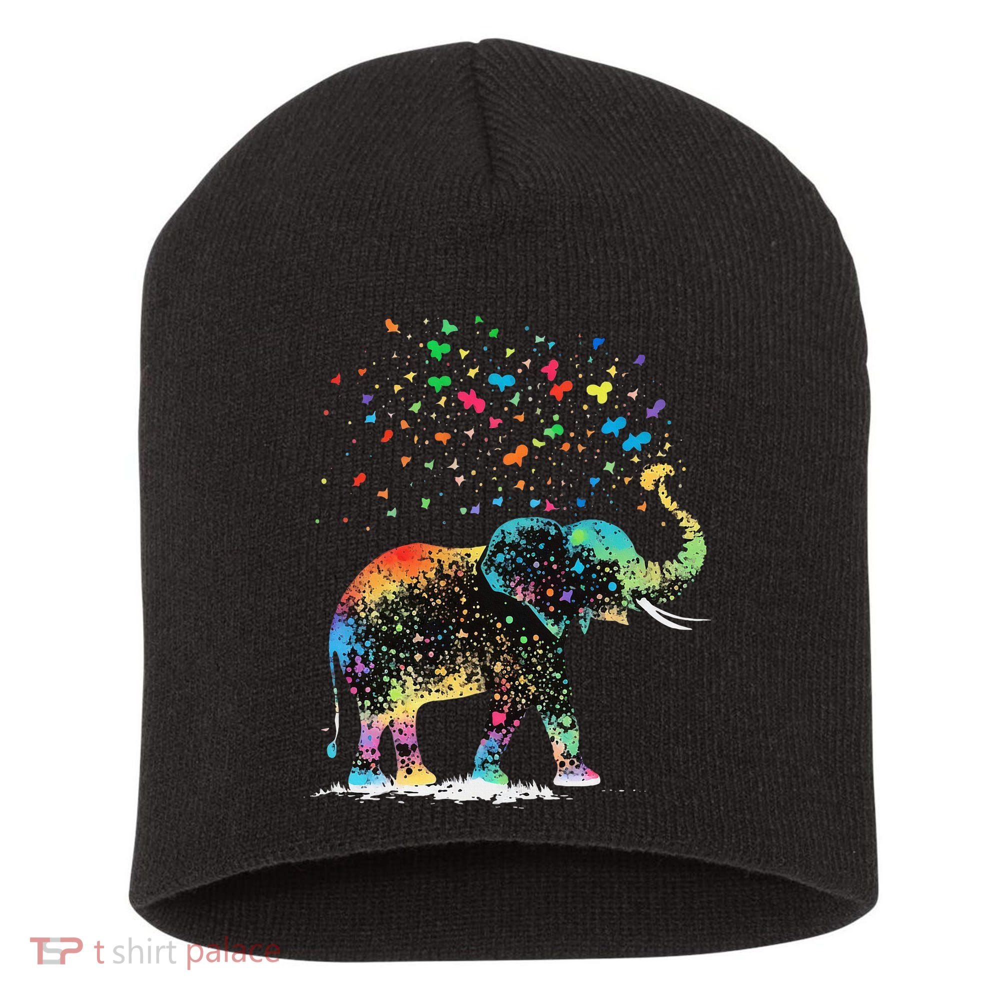 Cute Elephant Lover Animal On Elephant Short Acrylic Beanie