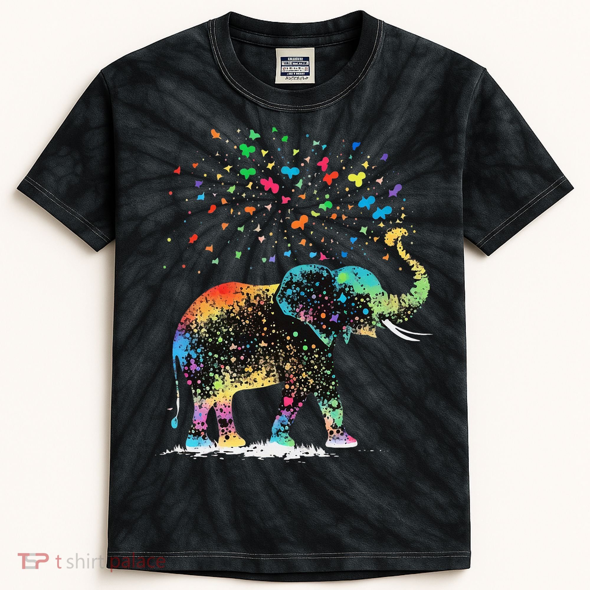 Cute Elephant Lover Animal On Elephant Kids Tie-Dye T-Shirt