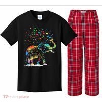 Cute Elephant Lover Animal On Elephant Kids Plaid Pajama Set thumb 0