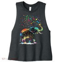 Cute Elephant Lover Animal On Elephant Women's Racerback Cropped Tank thumb 0