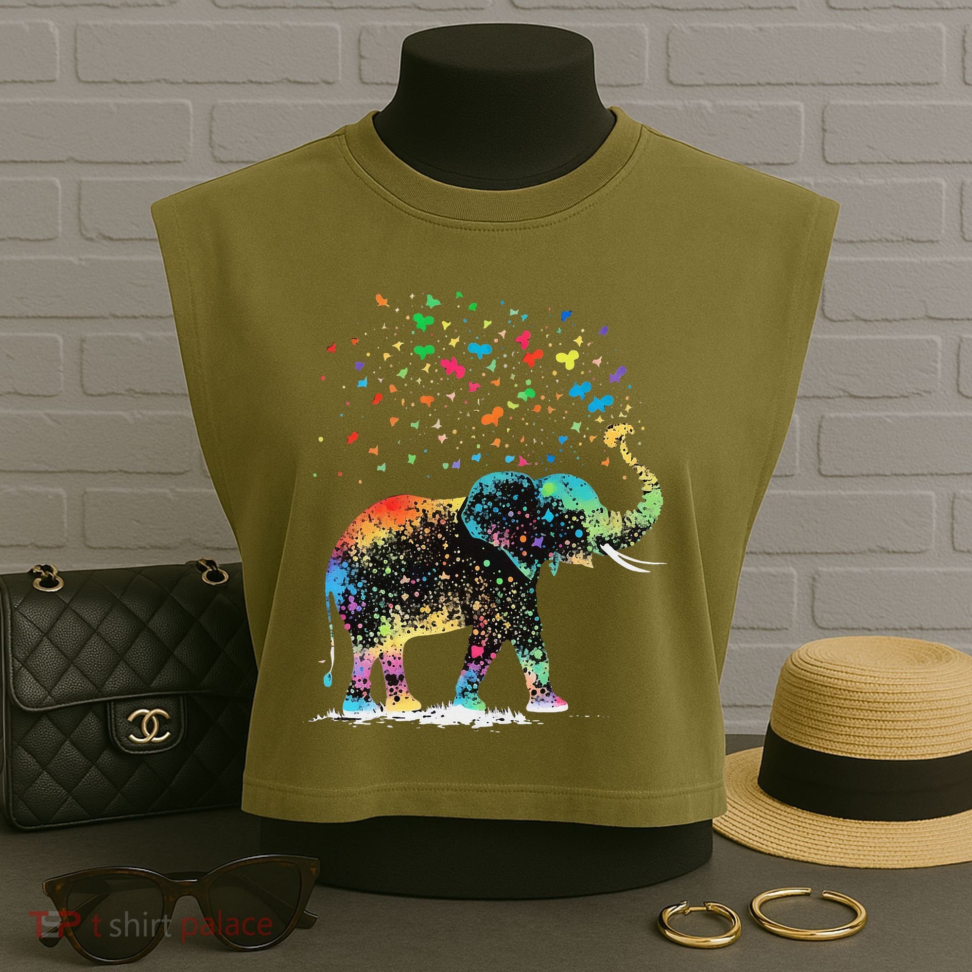 Cute Elephant Lover Animal On Elephant Garment-Dyed Women's Muscle Tee