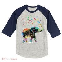 Cute Elephant Lover Animal On Elephant Kids Colorblock Raglan Jersey thumb 0