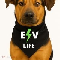 Cool EV Life Electric Vehicle, EVs, Funny Electric Vehicle USA-Made Doggie Bandana thumb 1