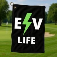 Cool EV Life Electric Vehicle, EVs, Funny Electric Vehicle Golf Towel thumb 1