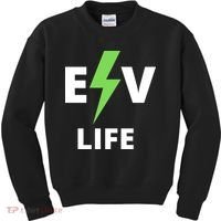 Cool EV Life Electric Vehicle, EVs, Funny Electric Vehicle Kids Sweatshirt thumb 0