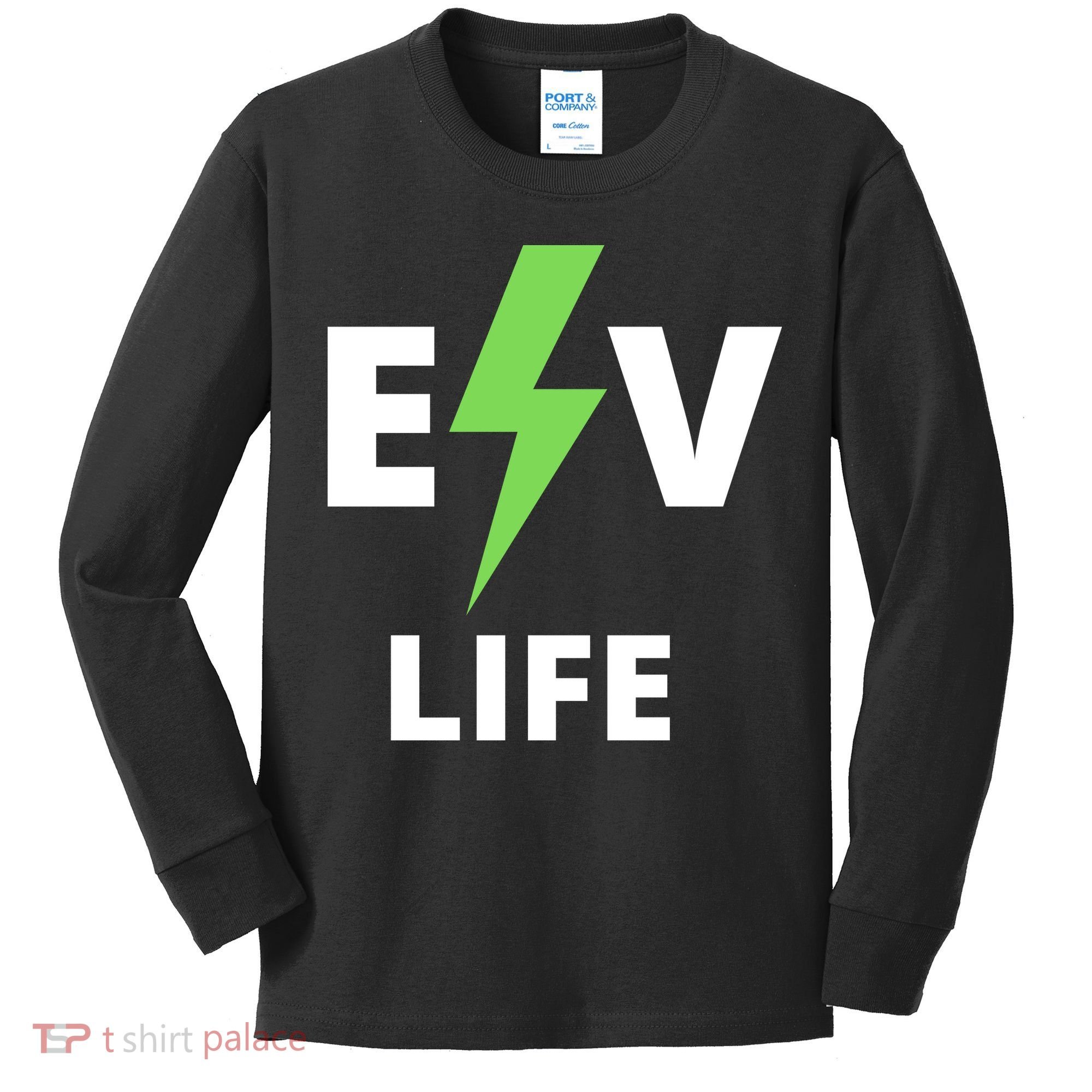 Cool EV Life Electric Vehicle, EVs, Funny Electric Vehicle Kids Long Sleeve Shirt