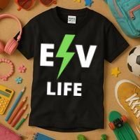 Cool EV Life Electric Vehicle, EVs, Funny Electric Vehicle Kids T-Shirt thumb 3