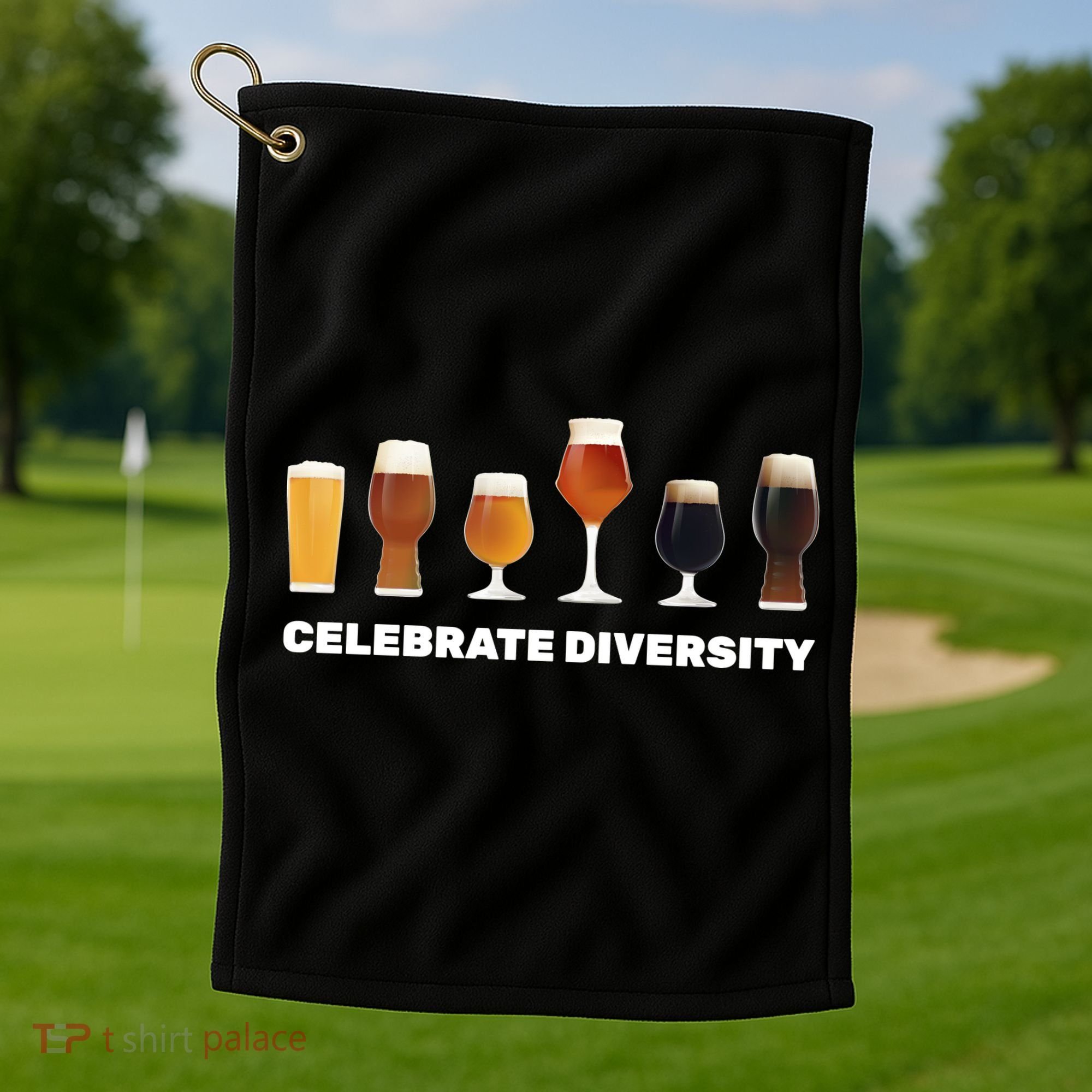 Celebrate Diversity beer Funny Golf Towel