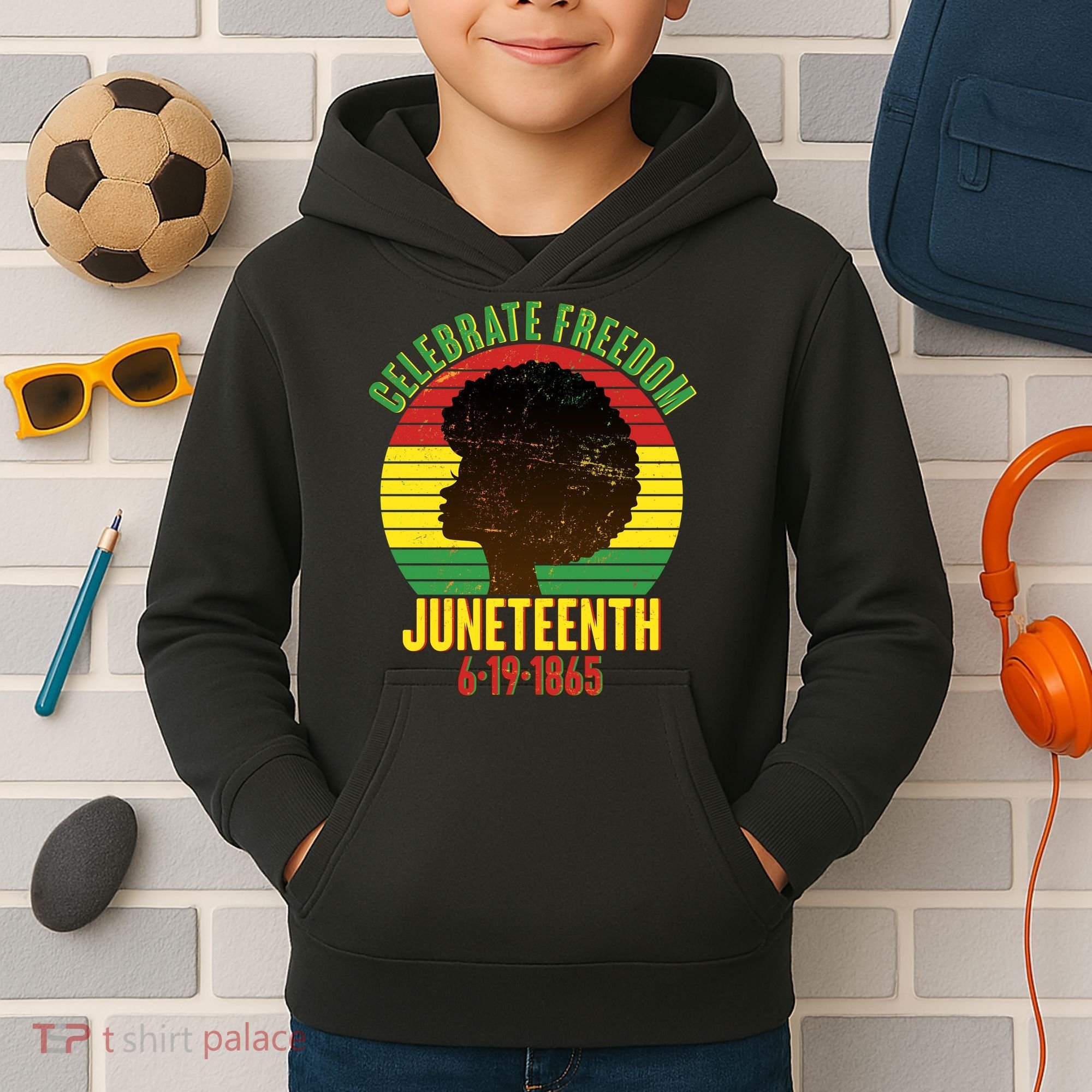 Celebrate Freedom Juneteenth 6-19-1865 Kids Hoodie