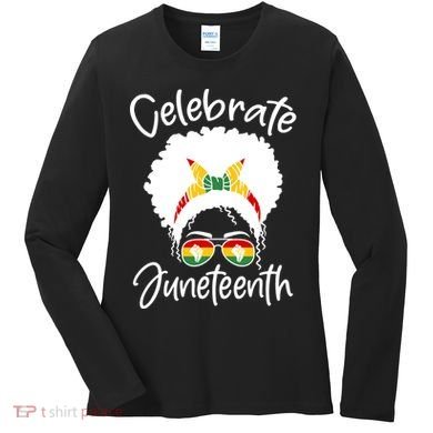 Celebrate Juneteenth Afro Bandana Traditional Colors Women's Long Sleeve Shirt