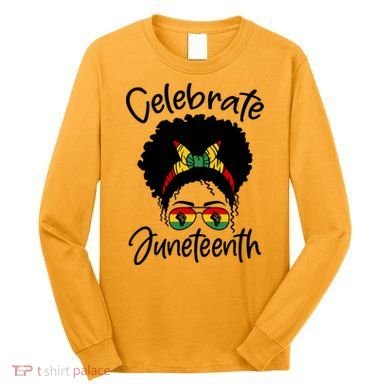Celebrate Juneteenth Afro Bandana Traditional Colors Long Sleeve Shirt