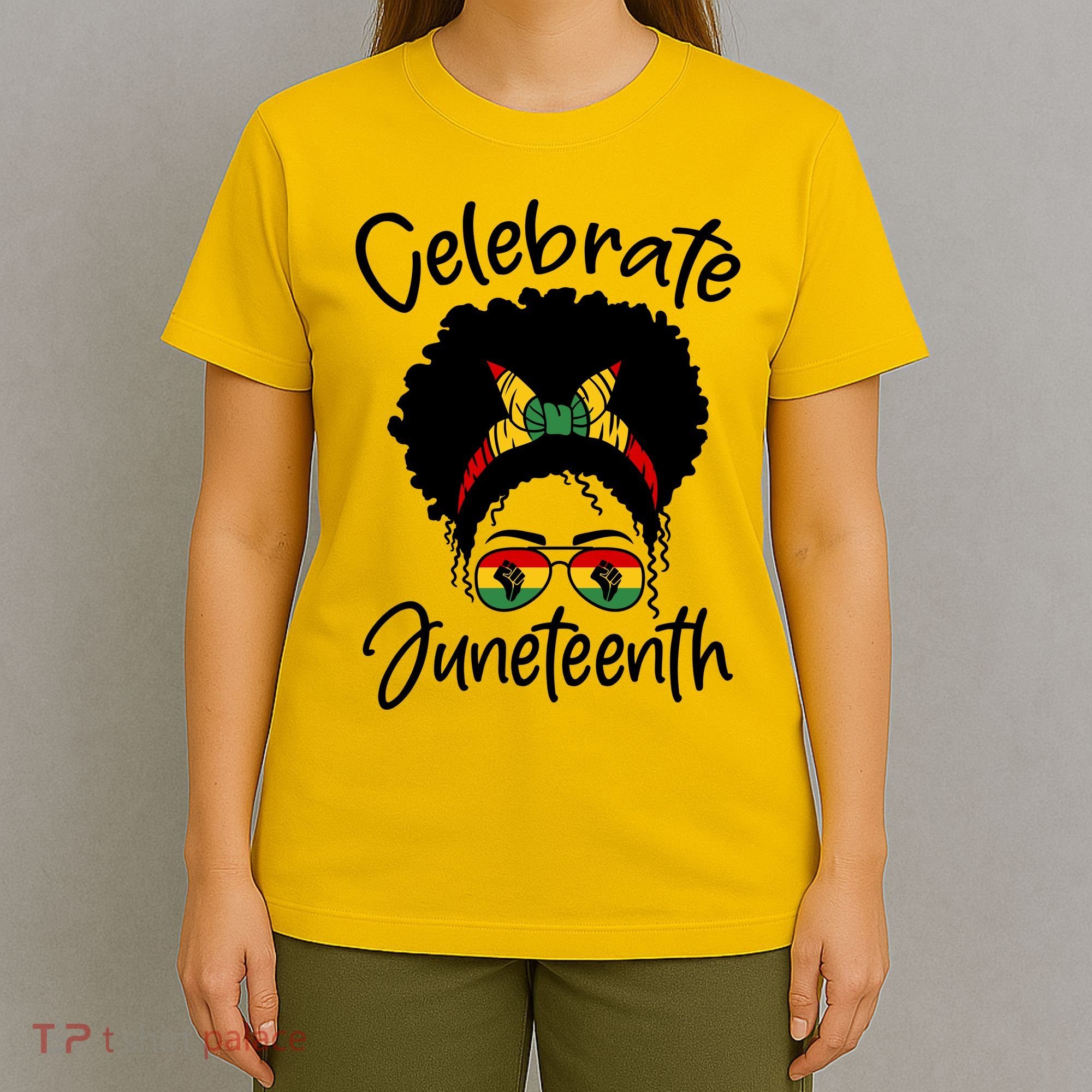 Celebrate Juneteenth Afro Bandana Traditional Colors T-Shirt