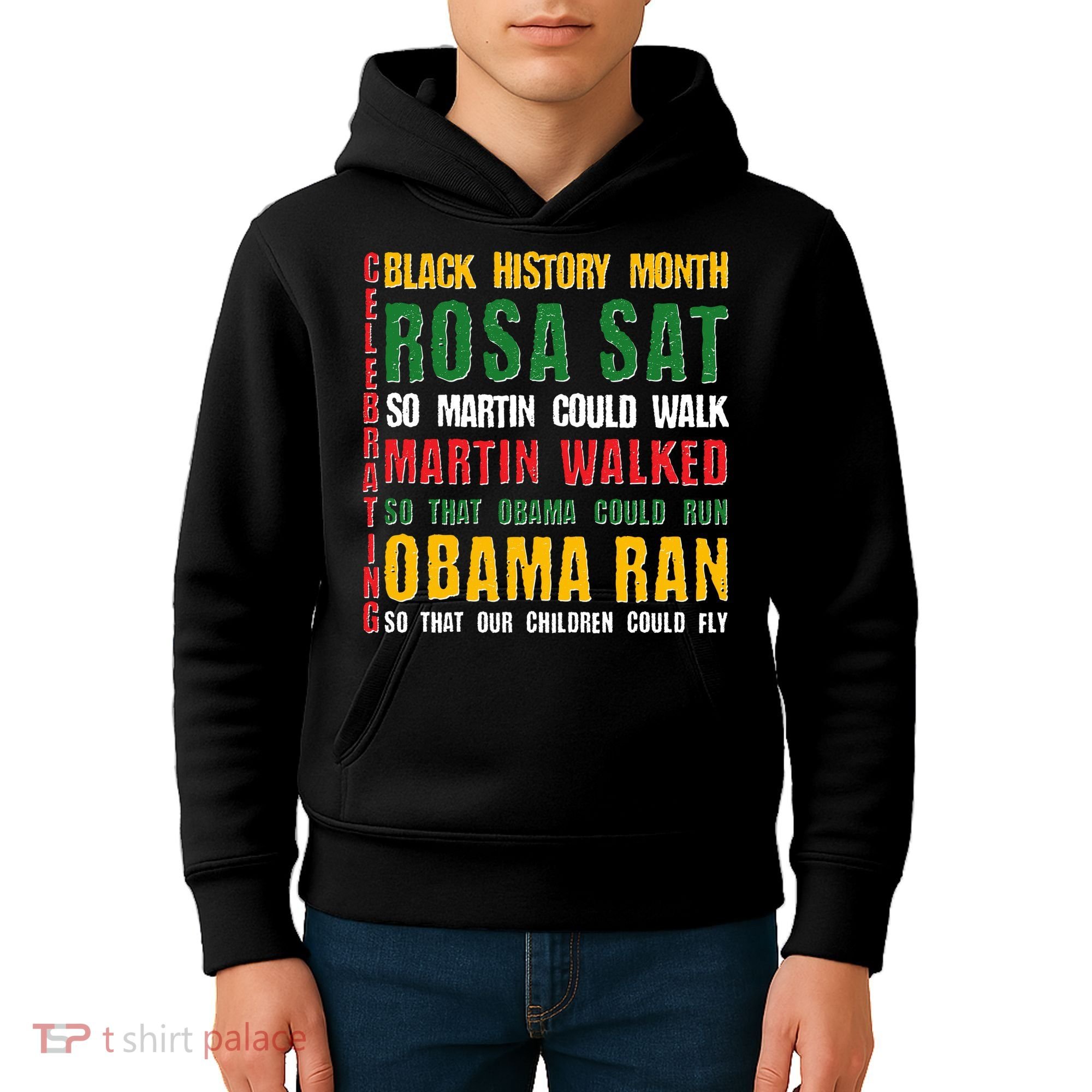 Celebrating Black History Month Rosa Martin Obama Kids Hoodie