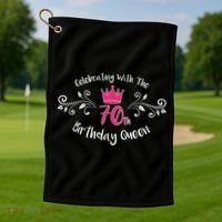 Celebrating With The 70th Birthday Queen Golf Towel thumb 1