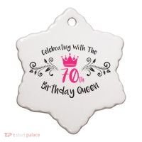 Celebrating With The 70th Birthday Queen Ceramic Ornament thumb 0