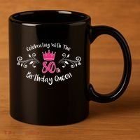 Celebrating With The 80th Birthday Queen 11oz C Handle Ceramic Mug thumb 3
