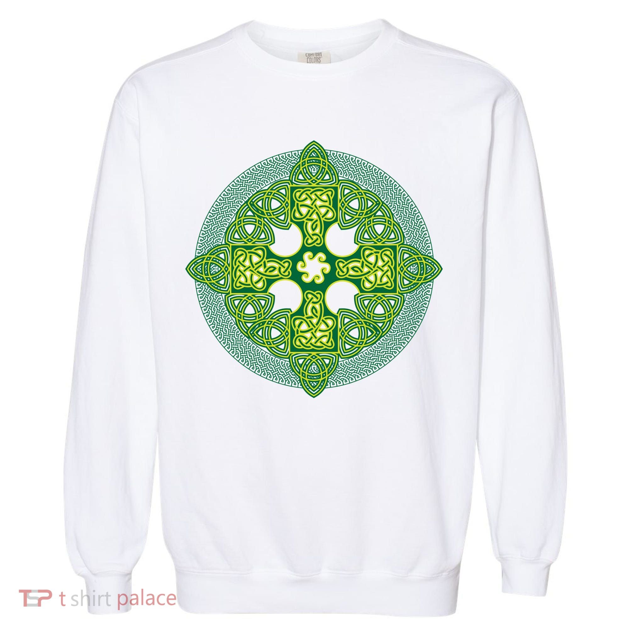 Celtic Knot Cross St. Patrick's Day Garment-Dyed Sweatshirt