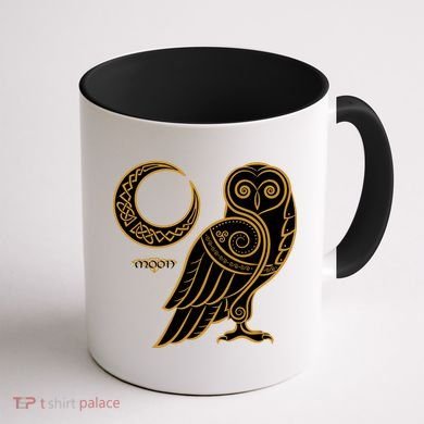Celtic Knot Moon Owl Coffee Mug back