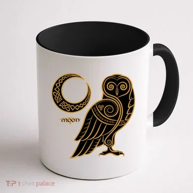 Celtic Knot Moon Owl Coffee Mug back