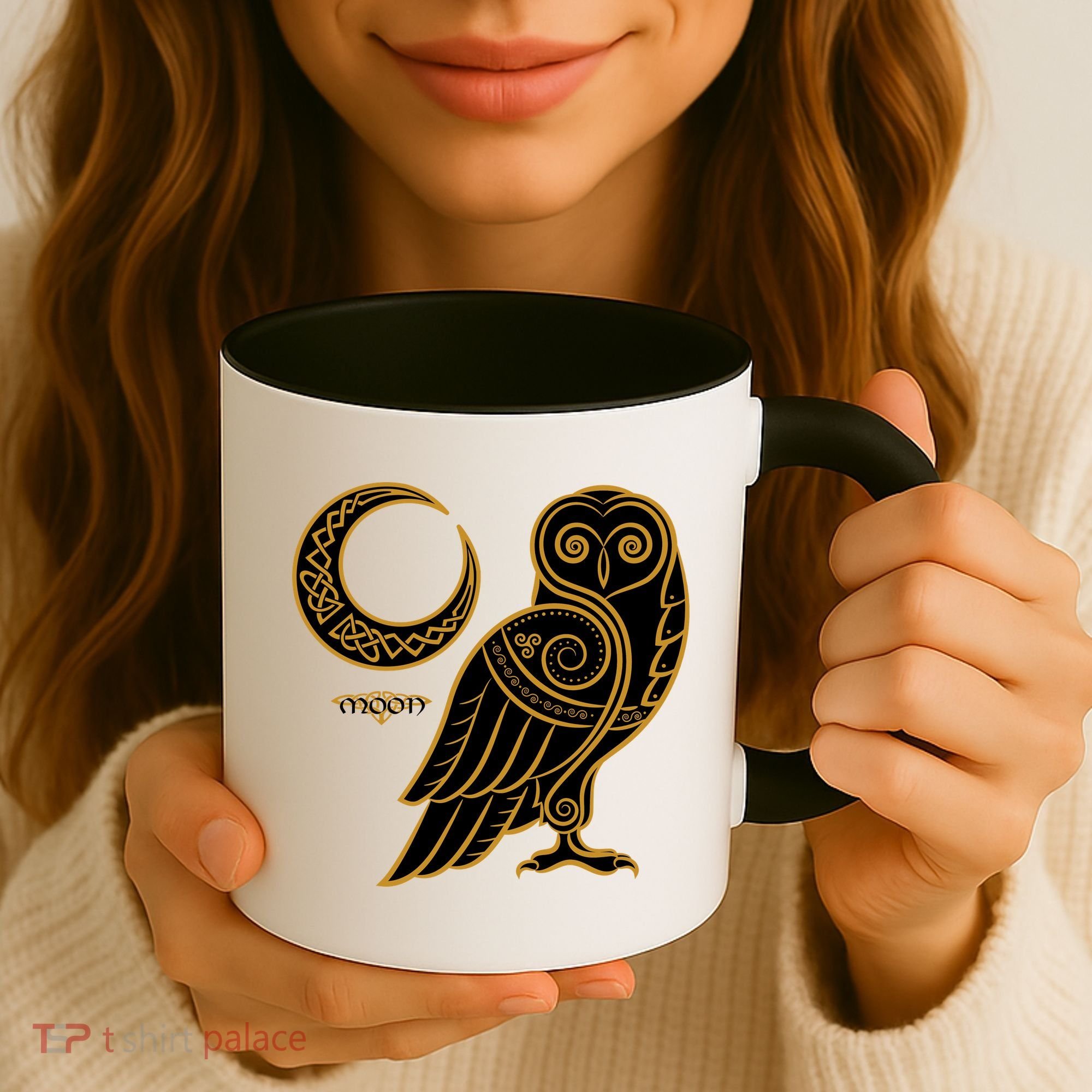 Celtic Knot Moon Owl Coffee Mug