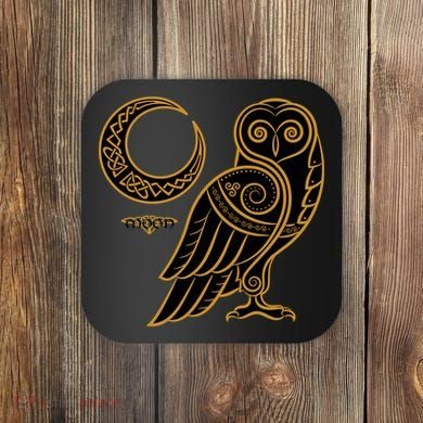 Celtic Knot Moon Owl Coaster