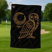 Celtic Knot Moon Owl Golf Towel thumb 1