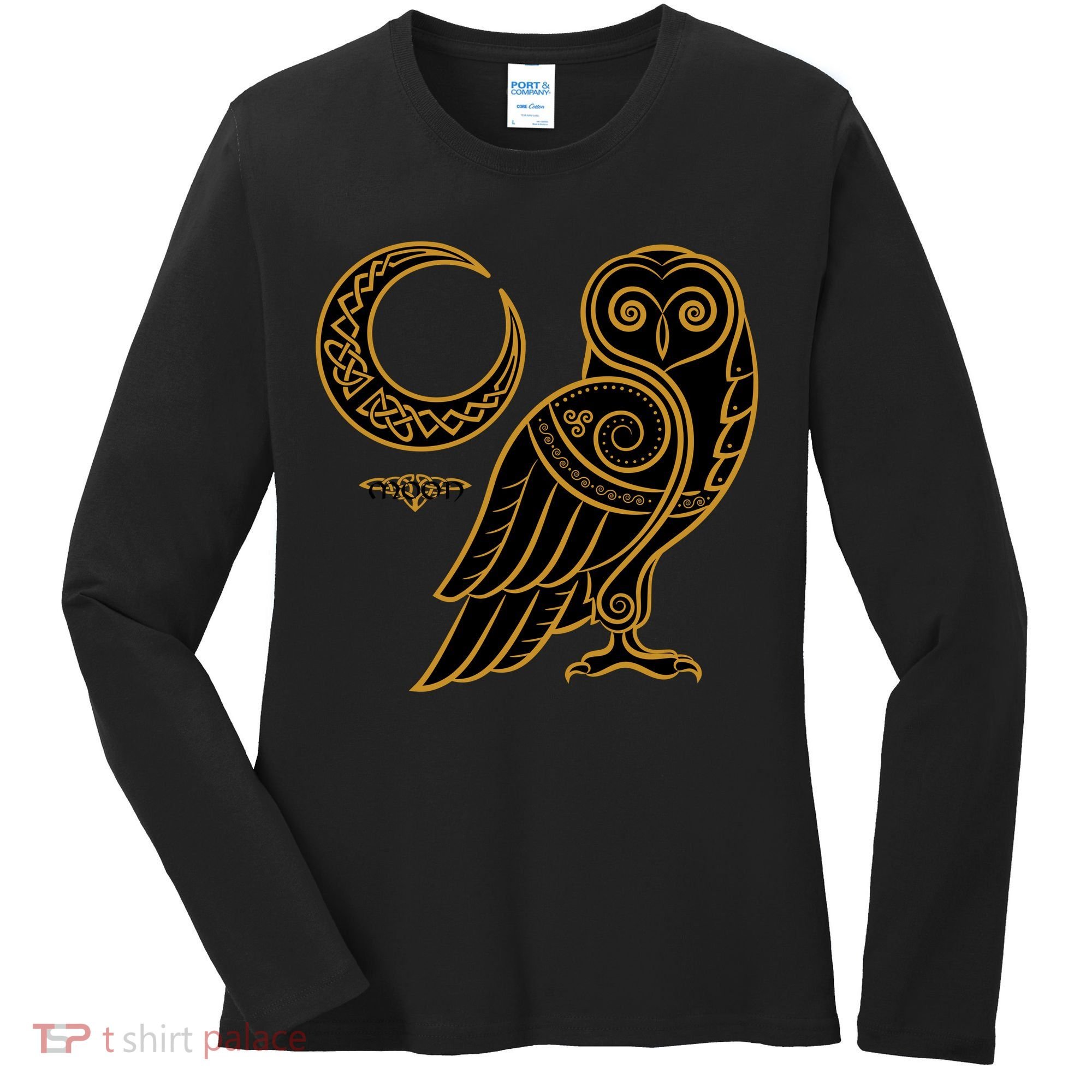 Celtic Knot Moon Owl Women's Long Sleeve Shirt
