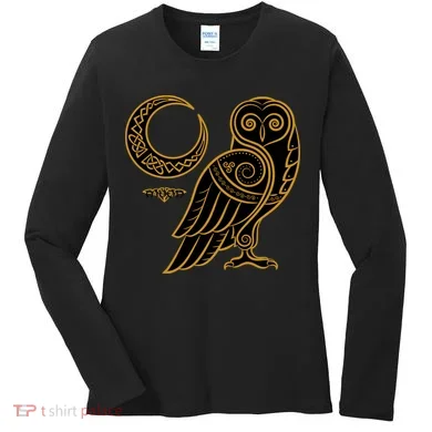 Celtic Knot Moon Owl Women's Long Sleeve Shirt