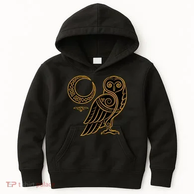 Celtic Knot Moon Owl Kids Hoodie