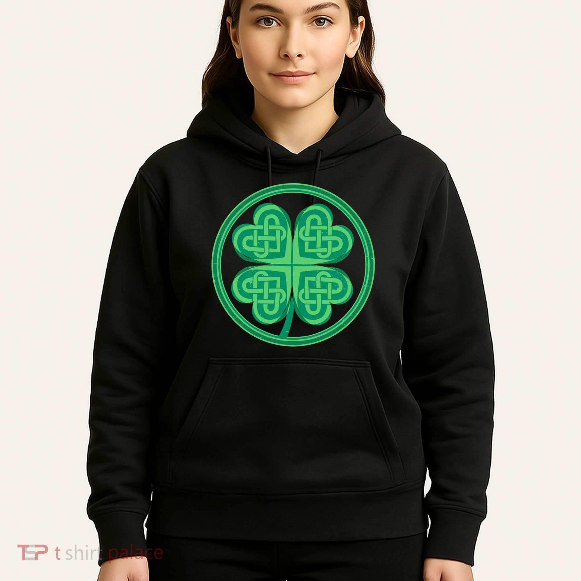 Celtic Pattern Shamrock Clover St Patrick's Day Hoodie