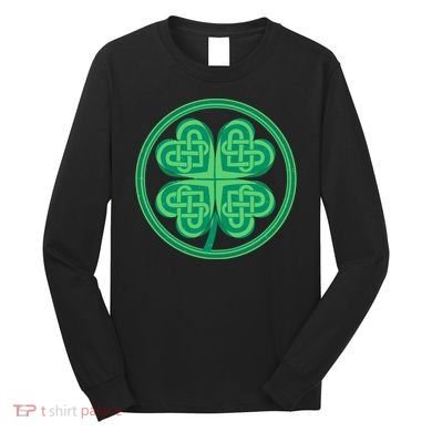 Celtic Pattern Shamrock Clover St Patrick's Day Long Sleeve Shirt