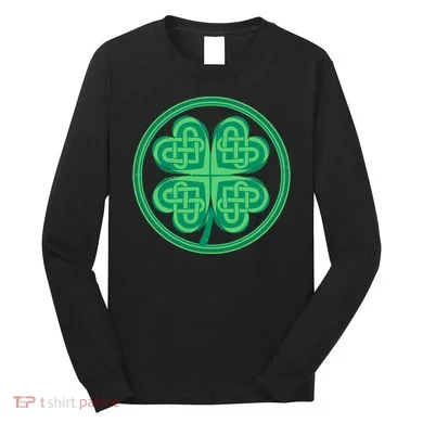 Celtic Pattern Shamrock Clover St Patrick's Day Long Sleeve Shirt