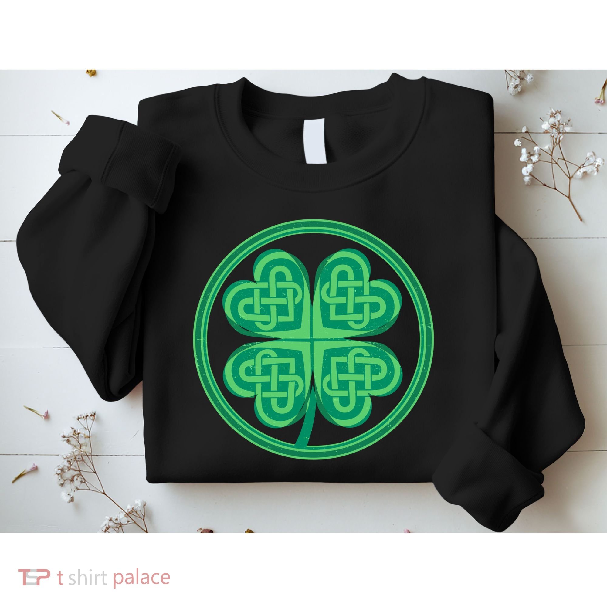 Celtic Pattern Shamrock Clover St Patrick's Day Sweatshirt
